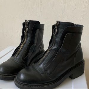 Ash Leather Combat Boots